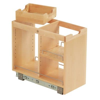 FindIT Kitchen Storage Organization Base Cabinet Pullout with Slide, Half Tray and Shelf 19.5" H x 10.75" W x 22.125" D