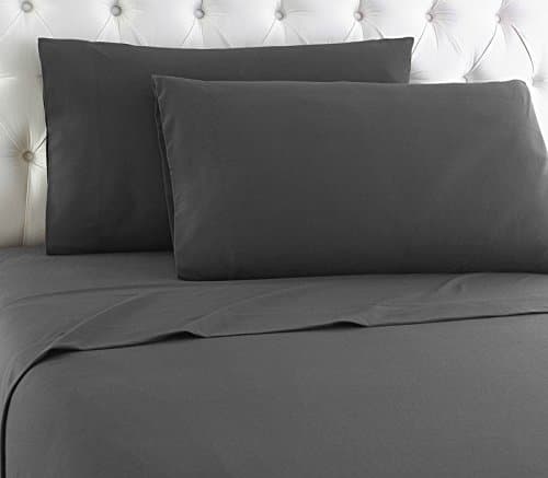 Fortune Linens Attached Waterbed Sheet Set WITH POLE INSERT - HIGHEST QUALITY Brushed Microfiber 1800 Series - Wrinkle, Fade, - Hypoallergenic - Solid Dark Grey King Size