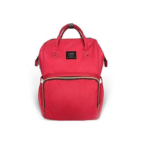 HaDlin Diaper Bags Backpack Multi-function Waterproof Nappy Bag for Large Capacity with Insulated Pockets (Red)