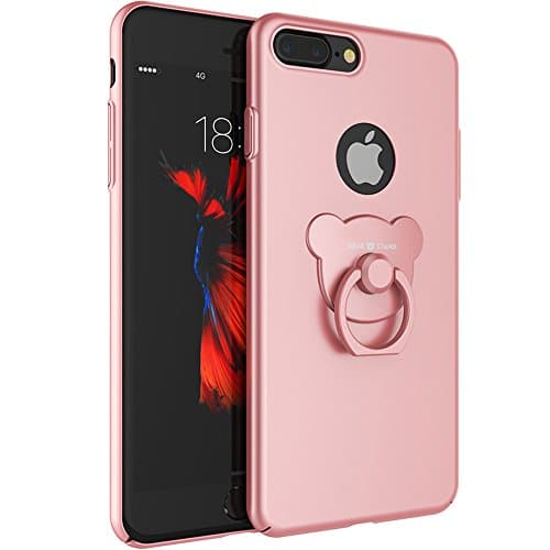 iPhone 7 Plus case,Niubity Bear Ring Series PC bumper case 360 Degree Rotation bracket for Apple iPhone 7 Plus 2016 (Rose Gold)
