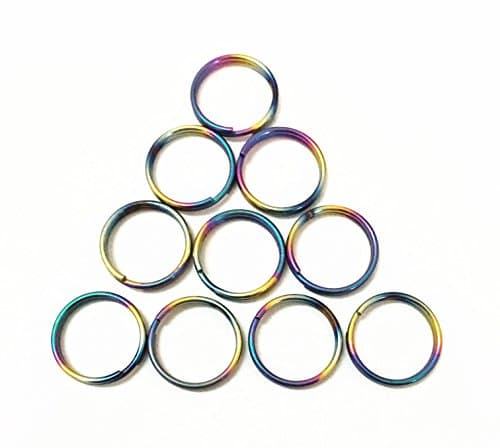 Jsentai Titanium Keychain Key Ring Split Ring 1/2" Diameter Pack of 10 (Blue)