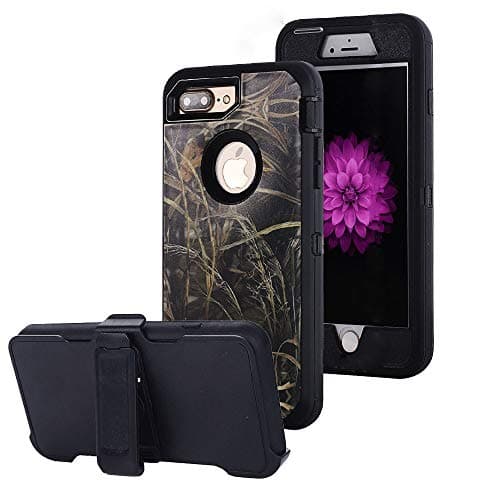 iPhone 7 Plus Case,iPhone 8 Plus Case, AIKIN Heavy Duty Hybrid Defender Military Grade Impact Shockproof Armor Camouflage Case with Built-in Screen Protector Belt Clip for iPhone 7/8 Plus (G/Black)