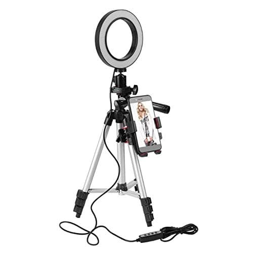 Ring Light LED Dimmable Lamp Camera Light Selfie Ring Light With Tripod Stand 5.7 inch USB Rechargeable 3 Light Modes & 11 Brightness Level for Youtube,Makeup,Vlog, Live Stream