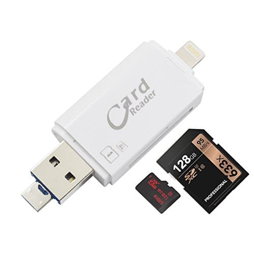 YiKaiEn USB SDHC SDXC Micro SD Card Reader with Micro-USB OTG For IOS iPhone iPad MAC PC Android phones Max Support 128GB Memory Card (White)