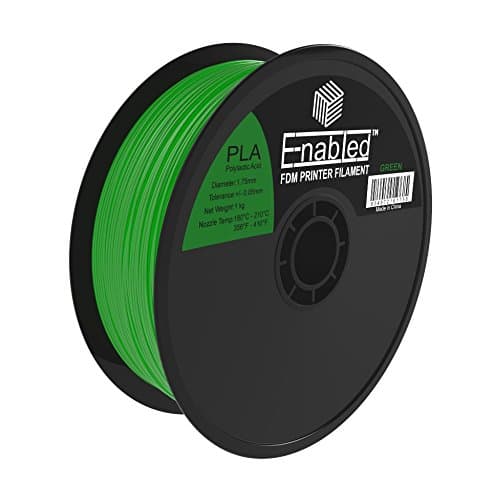 Enabled PLA 3D Printer Filament, Dimensional Accuracy +/- 0.05 mm, 1 kg Spool, 1.75 mm, Green