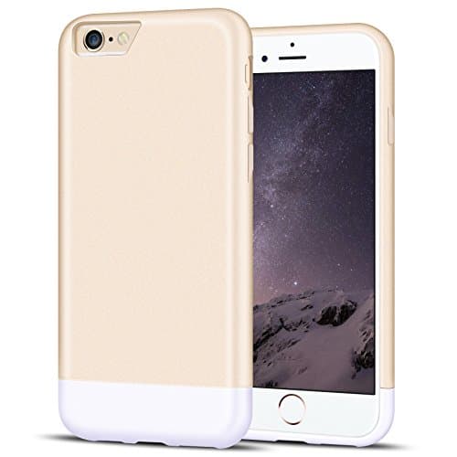 iPhone 6 Case, MOZE iPhone 6 (4.7) Case Protective SOFT-Interior Scratch Protection Slider Style Hard Case for iPhone 6 (2014) - Champagne Gold/white