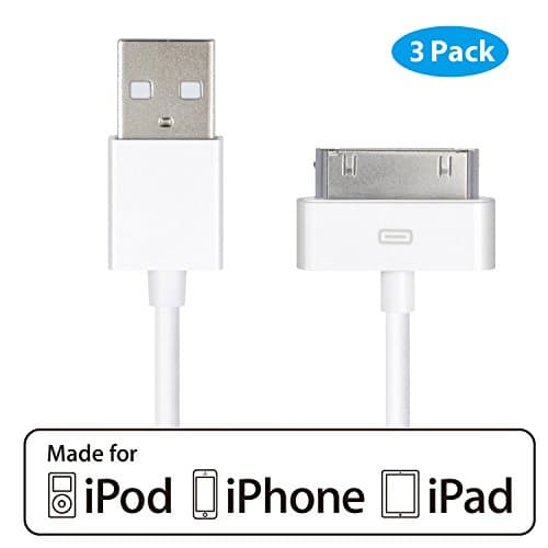 iPhone 4s Cable, HQTech 3-Pack Apple USB Sync and Charging Cable for iPhone 4/4s, iPhone 3G/3GS, iPad 1/2/3, iPod - 3.2 Feet 1 Meter - 6243