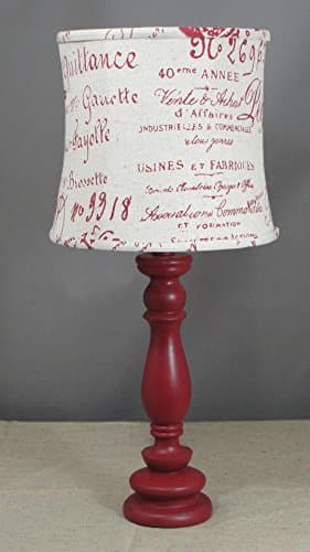 Red Spindle Accent Lamp with Red Script Shade
