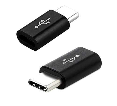 2-Pack Type C (USB-C) to USB 2.0 Micro USB Female Adapter Charge and Data Sync Converter for Google Pixel 2, Samsung Galaxy Note 8, S8, LG V30, G6, Sony XZ, HTC U11, Moto Z and Type-C Phone (Black)