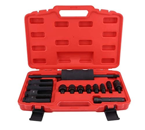 Injector Puller, 14Pcs Common Rail Injector Extractor Diesel Puller Set Injection Tool Kit with a Red Storage Case