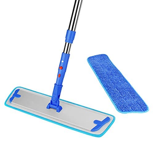 Flat Mop Floor Dust Mop Kit with 2 Microfiber Mop Pad Refill and 1 Non-slip Stainless Steel Extendable Handle for Cleaner Pet hair Dirt and Dust ITTAHO