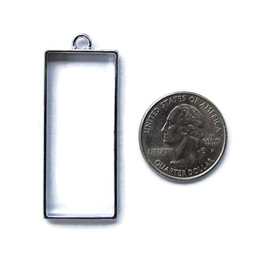 5 Silver Rectangle Open Bezels for Resin, Open Back Bezel Pendant Blanks for Jewelry Making