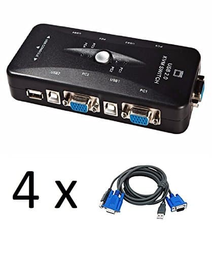 4 Port USB 2.0 Computer KVM Switch with 4 Cable Sets