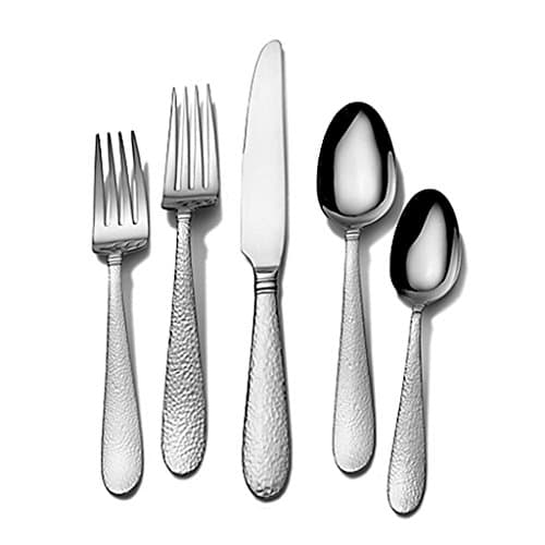 Ellyson 65-Piece Flatware Set - Hammered pattern on each handle brings an elegant feel to the table