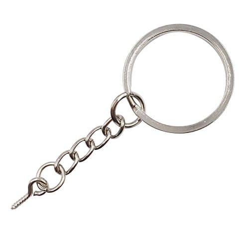 Dcatcher 50 PCS Flat Key Chains With Open Jump Ring Chain Extender and Screw Eye Pin Connector for Jewelry Findings Making (30mm)