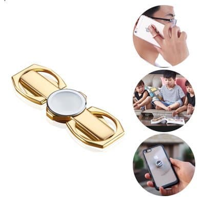 Multi-Function 4-in-1 Universal Phone Ring, Spinning, Kickstand Holder, 360 Degree Rotation Cell Phone Finger Holder Ring for iPhone, iPad, Samsung, HTC, Nokia, Smart Phones, Tablets(Gold)