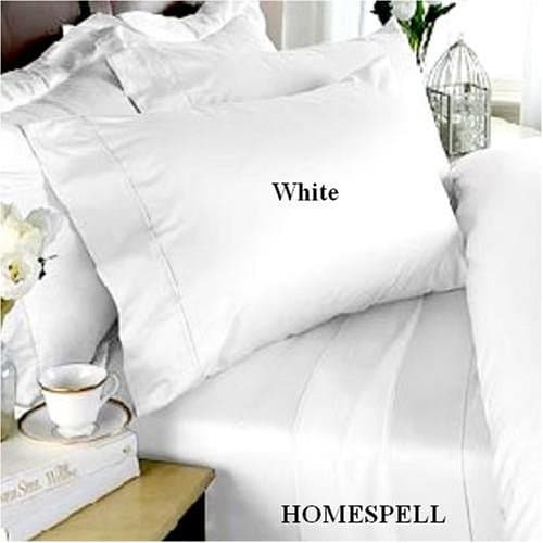 Homespell Egyptian Cotton 1000 Thread Count Solid Sateen 4 Pc Comforter Set - White Queen.