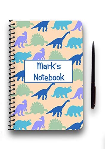 Personalised Notebook Dinosaur Pattern A5 Notebook Add Your own Name