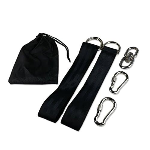 Fun Swing Strap | Ultimate Durable Weather Proof Adjustable Portable Tree Hanging Black Hammock Straps Kit | Super Strong with 1000 lbs Maximum Load | 1203