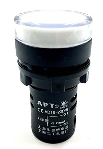 Woljay Indicator Light White 22mm LED Pilot Panel AC 220V 20mA Indicator Signal Lamp 2 Pack