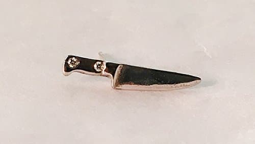 Single Sterling Silver Diamond Chef Knife Post Stud Earring