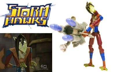 Storm Hawks 4 Inch Tall Basic Action Figure - Stork with Spring Loaded Firing Net