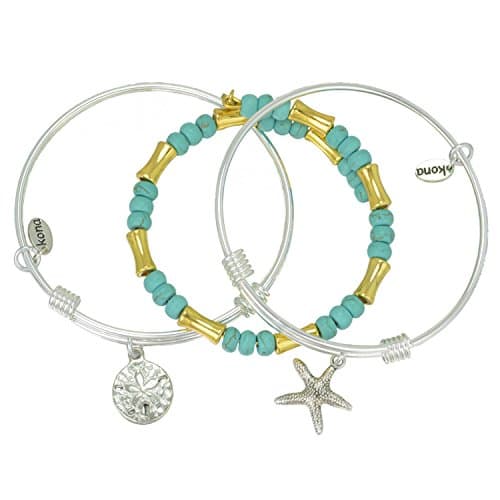 Barbados Silver Expandable Kona Stack Bracelet Set