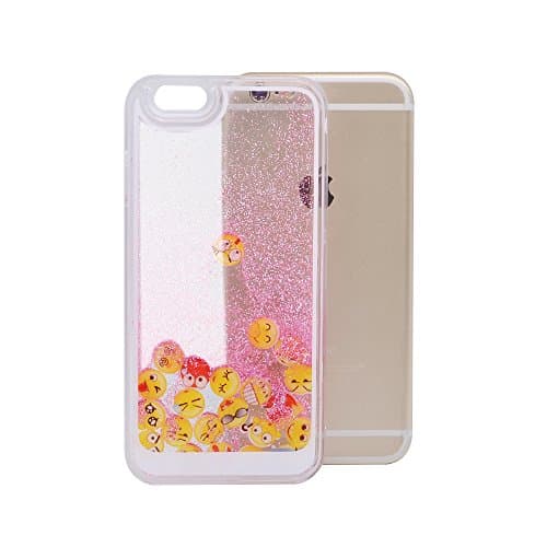 Nasin iPhone 6 Plus Case, iPhone 6s Plus Case, New design 3D Bling Glitter Sparkle Liquid case, Funny Emoji Face Smiley Face back cover For iPhone 6Plus/6s Plus(pink)