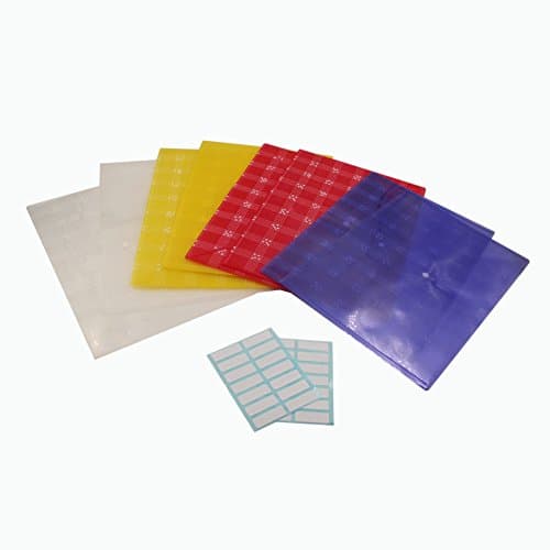 PheoGood 8 Pack Poly Snap Envelops with Button Closure- Fit Letter Size & A4- Organizer for School Work, Office Document, Receipts and Greeting Cards- Assorted Colors in Red, Blue, Yellow, and White