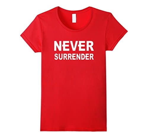 Womens NEVER SURRENDER TSHIRT Medium Red