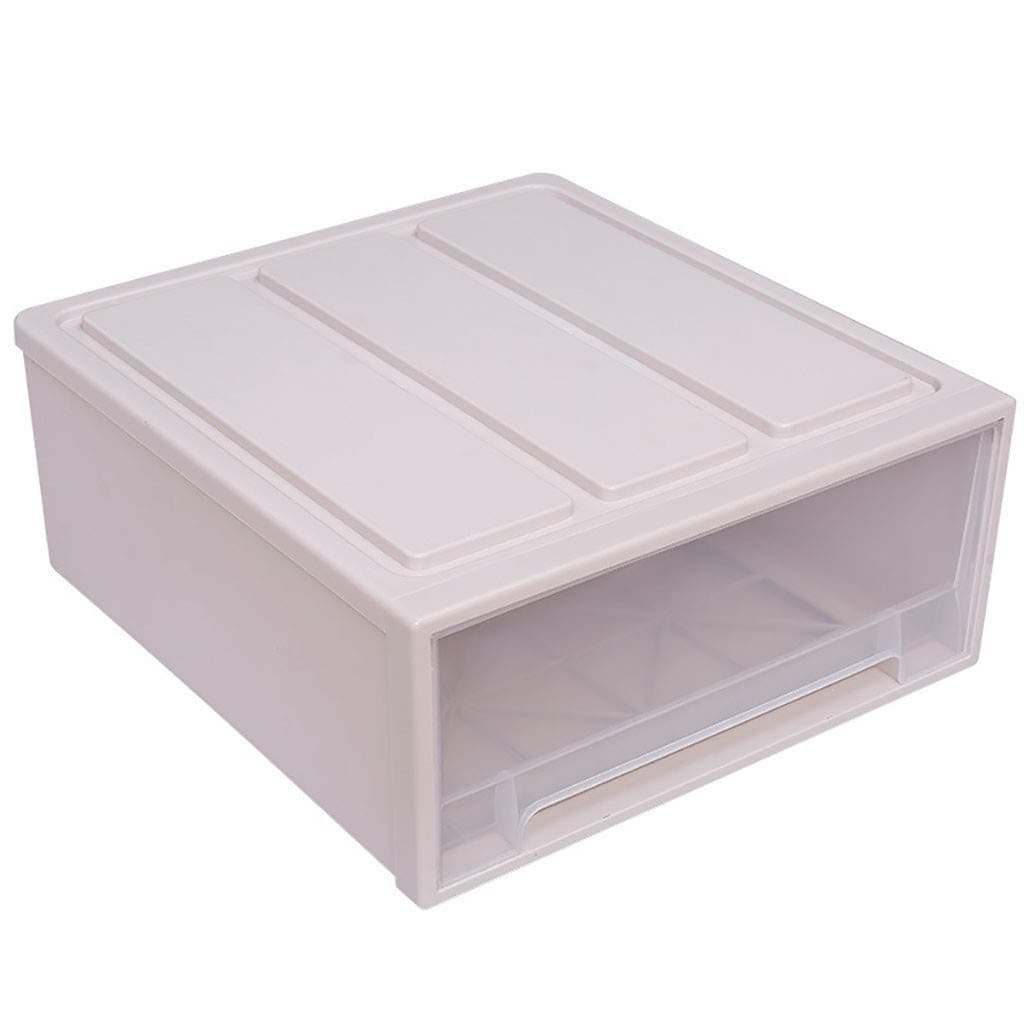 Kingko ® Storage Container Drawer Plastic Muji Style Minimalist Stackable Small Plastic Drawer Insert, Works Well as Accessories Organiser, Clear (Beige)