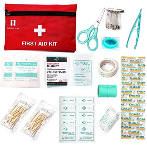 Mini First Aid Kit, 60 Piece First Aid kit Includes Emergency Blanket, CPR Mask for Home,Vehicle,Travel,Office,Workplace,Child Care, Hiking,Survival & Outdoor