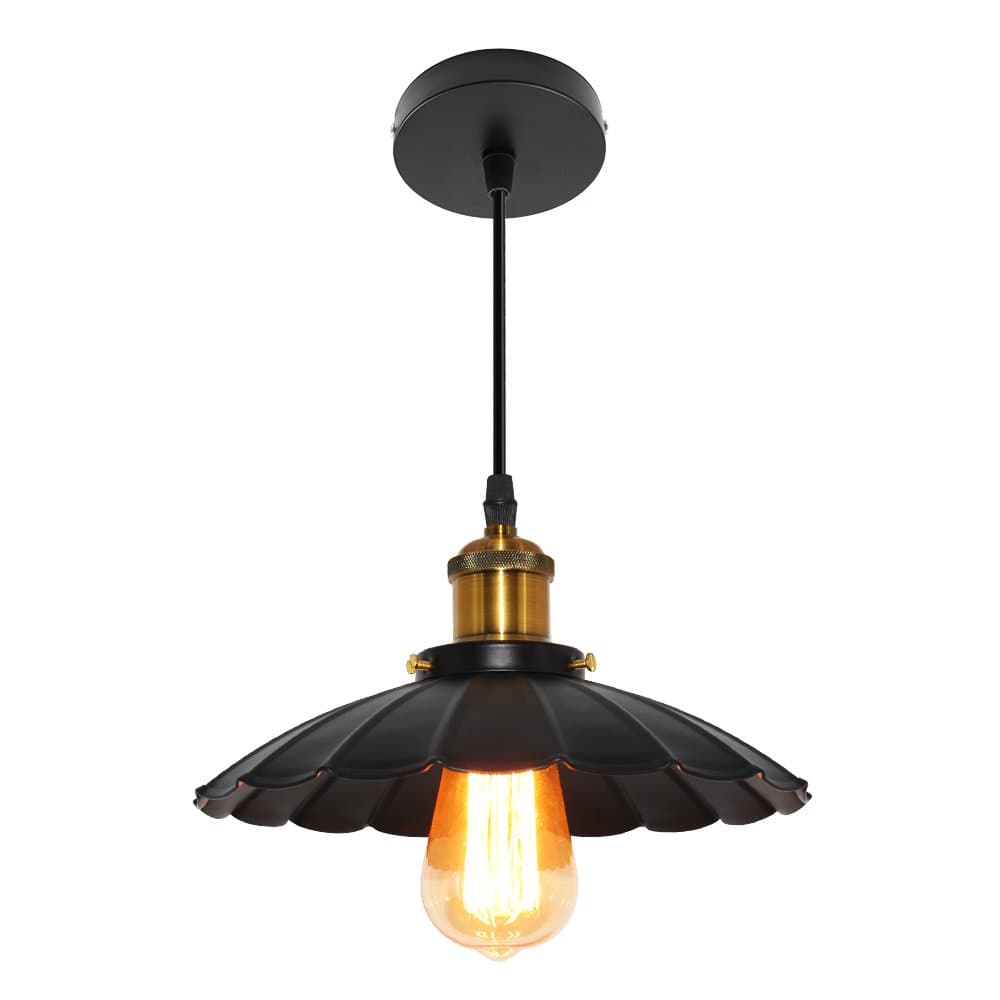Ledhopp Ceiling Lamp Ceiling Light Semi Flush Mount Ceiling Lamp Ceiling Light Metal Pendant Light for Dining Room Bedroom Livingroom (Black, Dia-9.8inch)