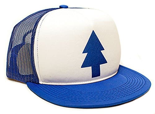 Dippers Blue Pine TreeDipper Flat Printed Hat Blue Pine Tree Movie Cap Adult One-Size Royal/White