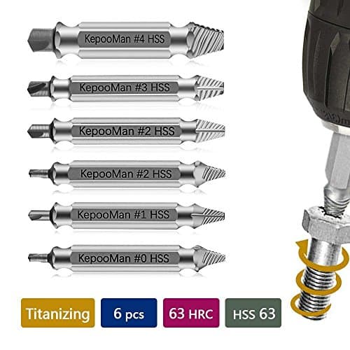 Screw Remover Extractor Easily Remove Screw Extractor Stripped Set of 6 Stripped Screw Remover (Silver)