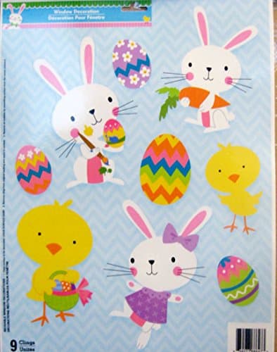 Easter Spring Decorative Window Clings Reusable Stickers Decor Easter Decorations (Bunny Painting Egg Dancing Chicks)