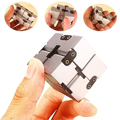 Aluminum Alloy Infinity Cube Silver EDC Decompression Magic Square Infinite Flip Rubik's Cube Perfect For ADD ADHD Office/Study Relax toys Gift for Anxiety Relief and Autism