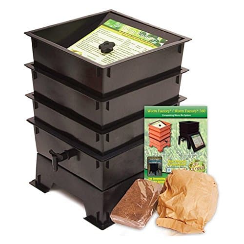 Black Plastic 3-Tray Worm Composting Bin Composter w/ Compost Tea Spigot