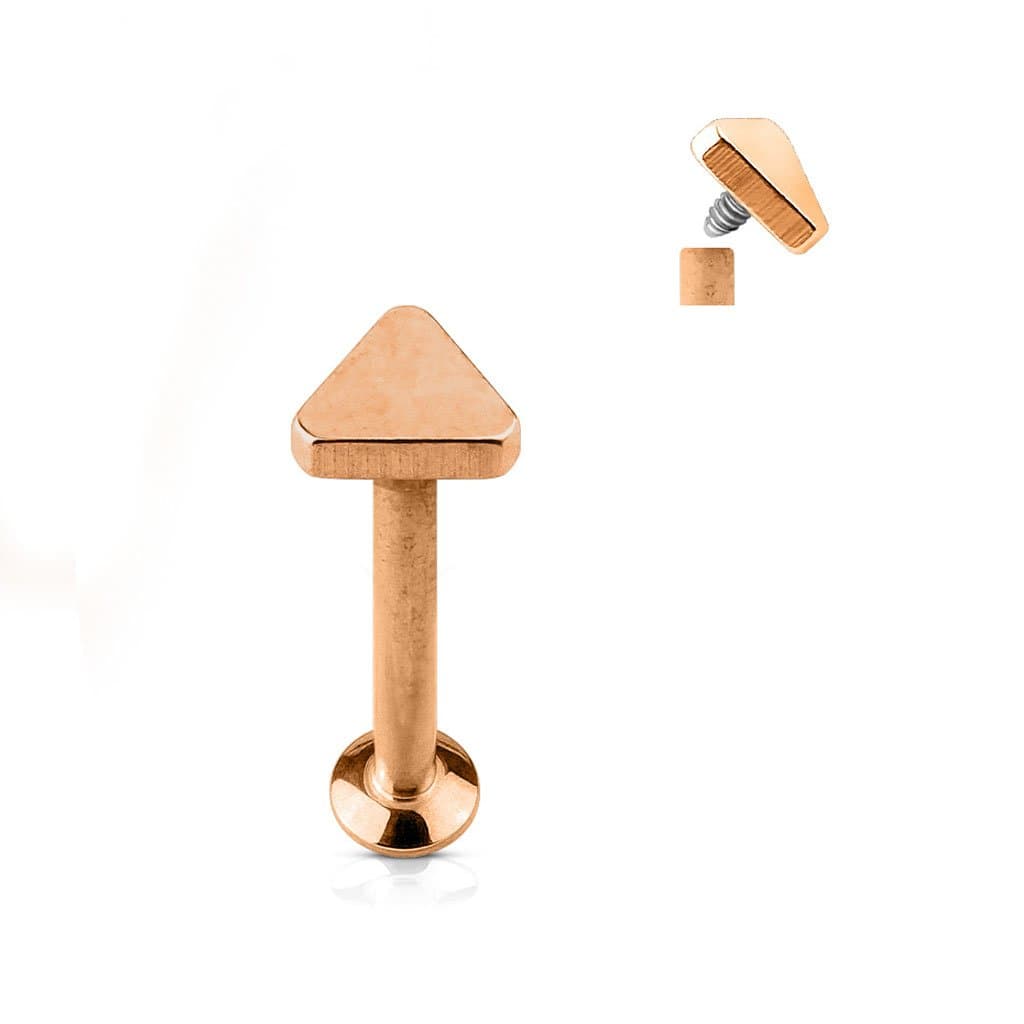 16G Triangle Top Internally Threaded Labret Cartilage Stud