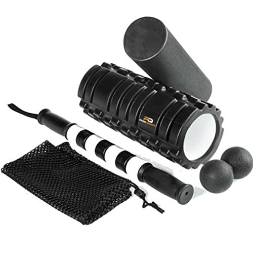 Prime Quality Exercise Massage Set with Deep Tissue Outer Roller, Inner Foam Roller, Massage Stick, Double Lacrosse Ball and Carrying Bag