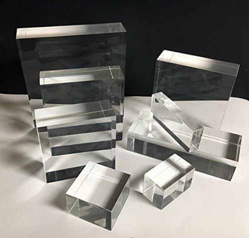 Clear Lucite/Acrylic Solid Block 2" Wide x 2" Long x 1" thick - Qty of 5 (1)