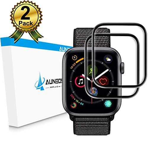 Apple Watch Screen Protector Series 4 [2 Pack] [Align Tool] AUNEOS Series 4 44mm Screen Protector for Apple Watch [Case Friendly] 3D Curved Glass for Apple Watch 4 (44mm, Black)