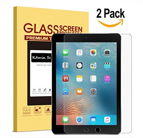 [2 PACK] iPad 9.7 screen protector/ iPad Pro 9.7 / iPad Air 2 / iPad Air Screen Protector, RAmin Tempered Glass Screen Protector - Apple Pencil Compatible / 2.5D Round Edge / Scratch Resistant