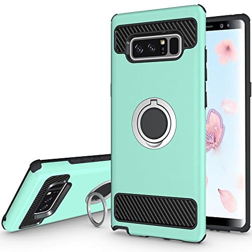 Note 8 Case with Kickstand,360 Degree Rotating Ring Grip Case for Samsung Galaxy Note 8 (2017) Dual Layer Shockproof Impact Protection Galaxy Note 8 Case Compatible with Magnetic Car Mount (Green)