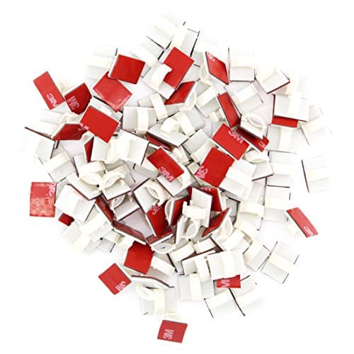 Adhesive Reusable White Cable Clips 100 Pack – Self Locking Wire Clips Cable Management Wire Holder Drop Cable Clamp Wire Cord - Multi-Purpose in Car, Home, Office and String Lights （White, 100pcs）