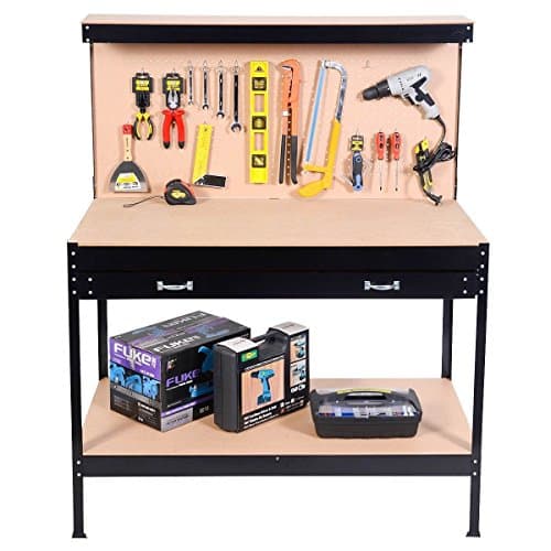 Work Bench Steel Frame Tool Storage Workshop Table With Drawers and Peg Board ,product_by: patsbargainhut14 it#109252466758561