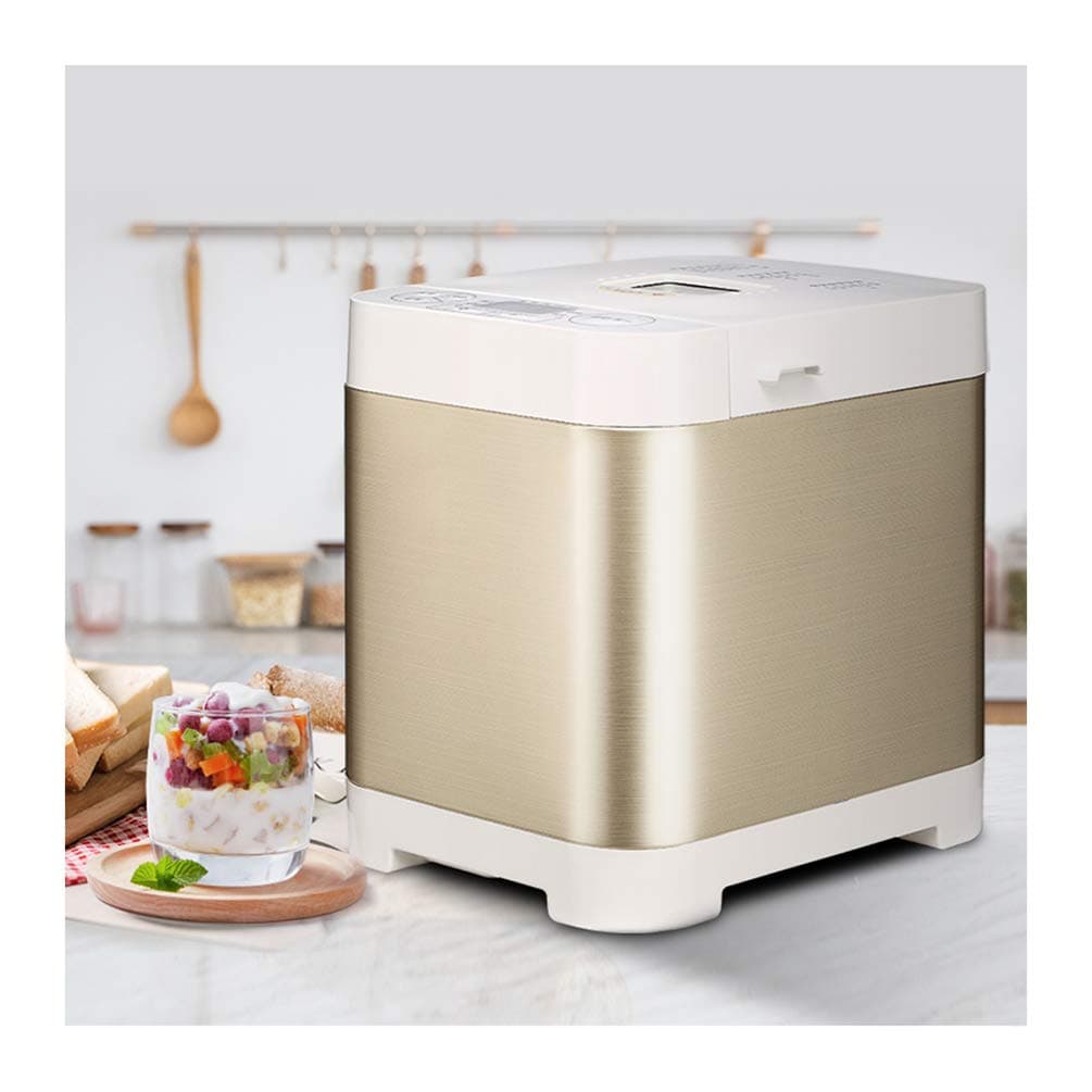 MDEOH Multi-Function Bread Machine Home Automatic Kneading Fermentation Small Dough Mixer LCD Touch Screen Control 18 Kinds of Menu Bread Machine 500W, Gold