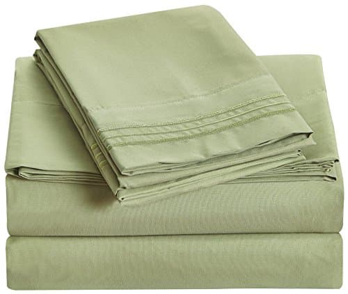 Bluedotsky Bedding - Highest Quality 100% Durable Polyester Bed Set with Deep Pockets Fitted Sheet - Premium Hotel Collection - Wrinkle, Stain and Fade Resistant - 4 Piece - Cal King, Sage