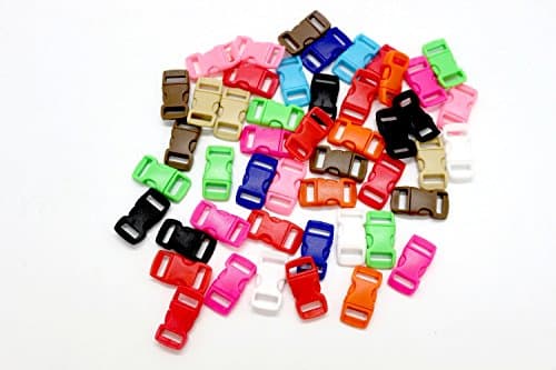 JustThread Flat Side Plastic Buckles - 3/8 5/8 3/4 1 1.25 1.5 2 inch - Multi-Color, Black - Bulk Value Packs - Suitable for Crafts &amp; DIY (3/8 inch (pack of 100), Multi-Color)