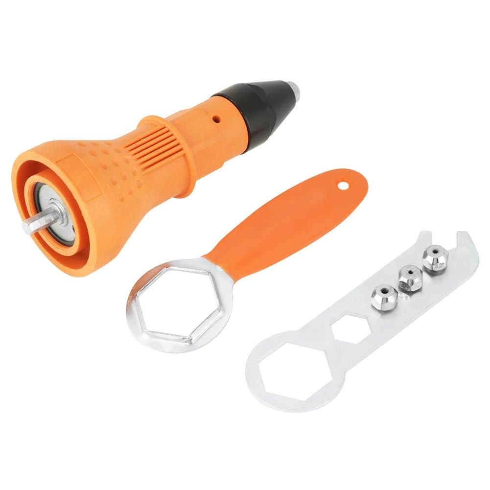 Riveting Tool, Rivet Nut Gun Adapter Insert Nut Riveting Tool with Wrench & Nozzles for Cordless Drill bearing block Riveting Adapter